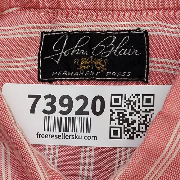 Vintage 70s MOD Stripes Button Shirt S/M 19x30 Red White - Picture 6 of 11